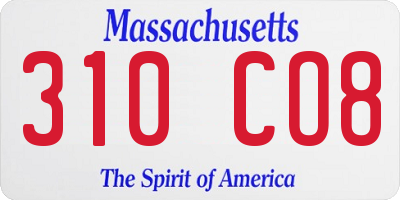 MA license plate 310CO8