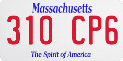MA license plate 310CP6