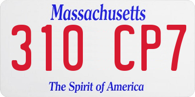 MA license plate 310CP7