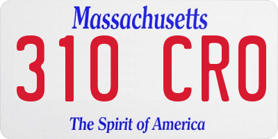 MA license plate 310CR0