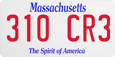 MA license plate 310CR3