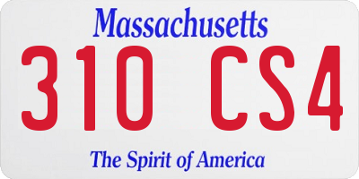 MA license plate 310CS4