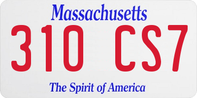 MA license plate 310CS7