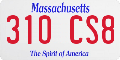 MA license plate 310CS8