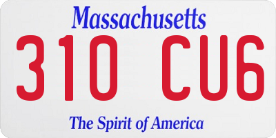 MA license plate 310CU6