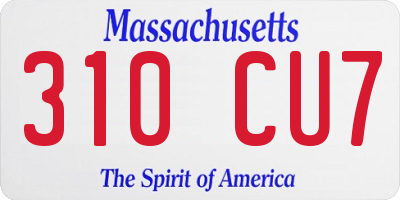 MA license plate 310CU7