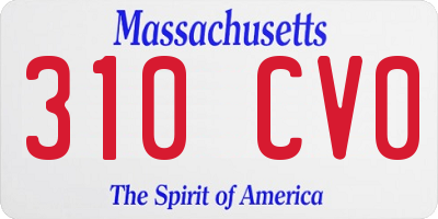 MA license plate 310CV0
