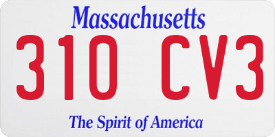 MA license plate 310CV3