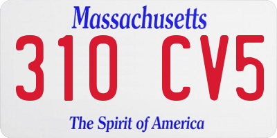 MA license plate 310CV5