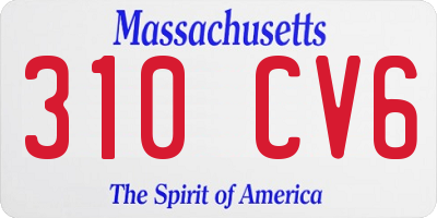 MA license plate 310CV6