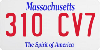 MA license plate 310CV7