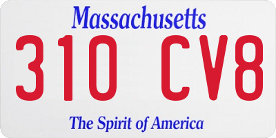 MA license plate 310CV8