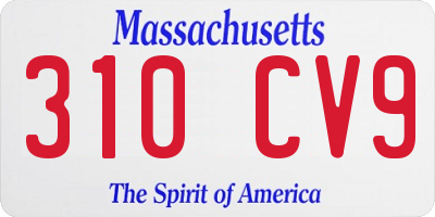 MA license plate 310CV9