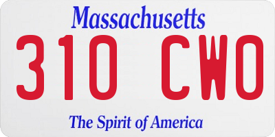 MA license plate 310CW0