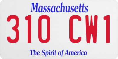 MA license plate 310CW1
