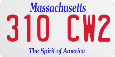 MA license plate 310CW2