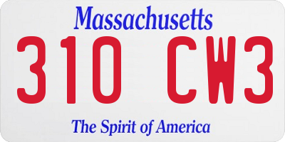 MA license plate 310CW3