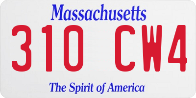 MA license plate 310CW4