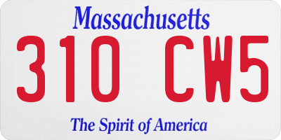 MA license plate 310CW5