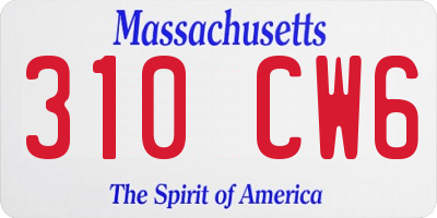 MA license plate 310CW6