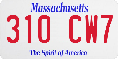 MA license plate 310CW7