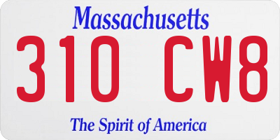 MA license plate 310CW8