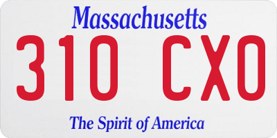 MA license plate 310CX0