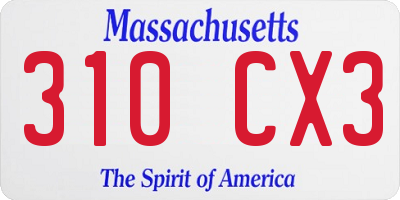 MA license plate 310CX3