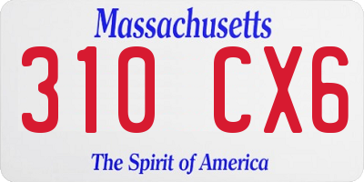MA license plate 310CX6