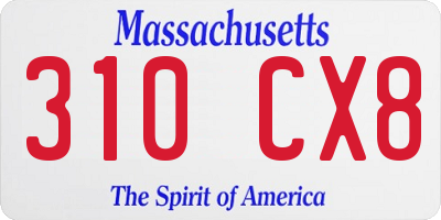 MA license plate 310CX8