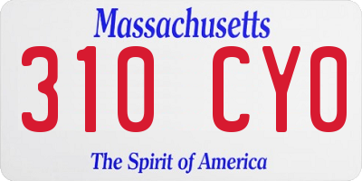 MA license plate 310CY0