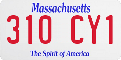 MA license plate 310CY1