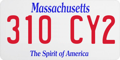MA license plate 310CY2