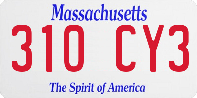 MA license plate 310CY3