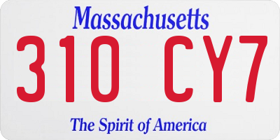 MA license plate 310CY7