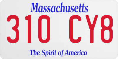 MA license plate 310CY8