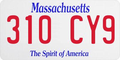 MA license plate 310CY9