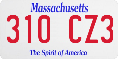 MA license plate 310CZ3