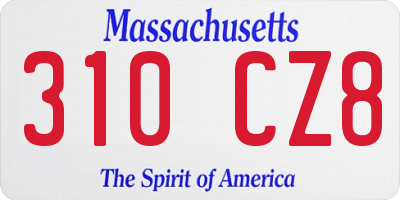 MA license plate 310CZ8
