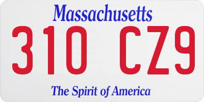 MA license plate 310CZ9