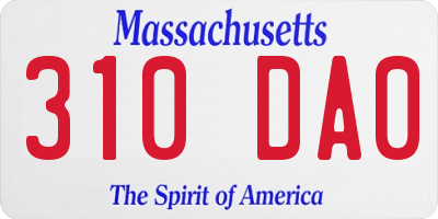 MA license plate 310DA0