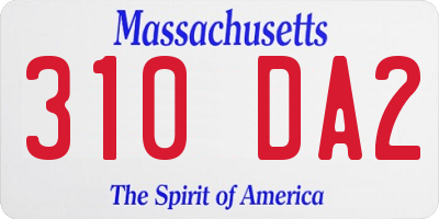 MA license plate 310DA2