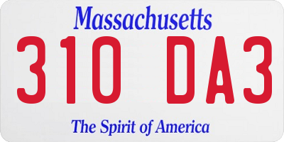 MA license plate 310DA3
