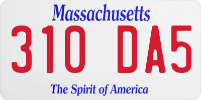 MA license plate 310DA5
