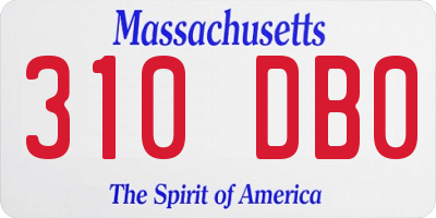 MA license plate 310DB0