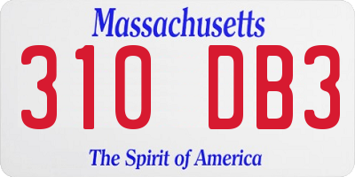 MA license plate 310DB3