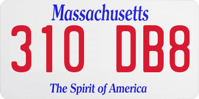 MA license plate 310DB8