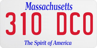 MA license plate 310DC0