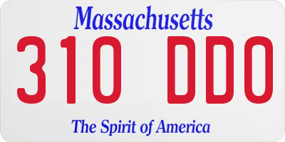 MA license plate 310DD0