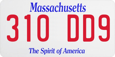 MA license plate 310DD9